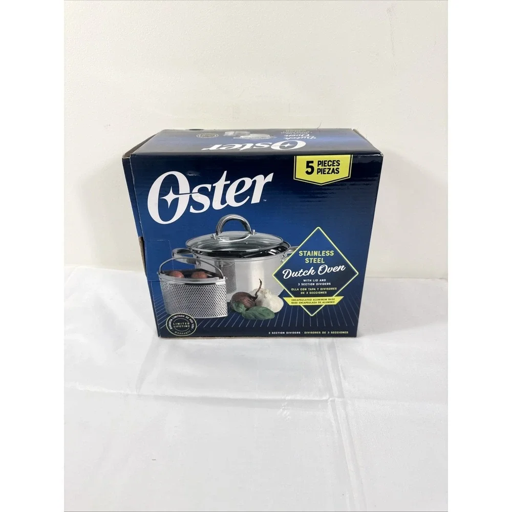 Oster 5pc Stainless Steel Dutch Oven with Lid &‎ 3 Section Dividers CW-1620 NOB